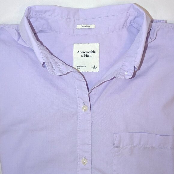 Abercrombie & Fitch | Oversized Poplin Shirt in Lavender | Size Large - Picture 7 of 13